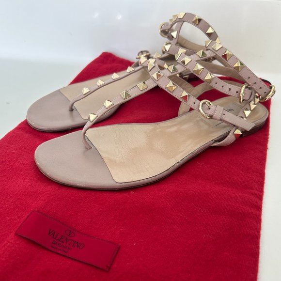 Valentino Garavani Rockstud Caged Leather Ankle Strap Sandals - Picture 1 of 10